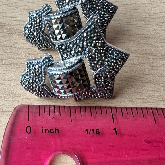 VINTAGE JUDITH JACK LARGE MARCASITE EARRINGS 925 STERLING SLVR MATCH RING LISTED